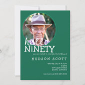 90th誕生日パーティーMens写真こんにちはNighty Green 招待状 (正面)