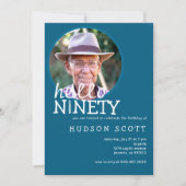 90th誕生日パーティーMens写真90歳海ブルー 招待状 (正面)