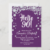 90th誕生日パープルダイヤモンド 招待状 (正面)