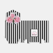 90th誕生日ピンクのバラの白黒ストライプ フェイバーボックス (折り畳みなし)