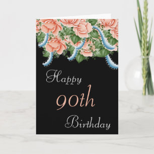 90th誕生日ピーチバラハッピーバースデーカード カード