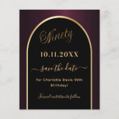 90th誕生日ブラックブルゴーニュ予算は日付を保存 チラシ (正面)