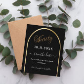 90th誕生日ブラック金ゴールドアーチ予算の日付を保存 チラシ