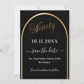 90th誕生日ブラック金ゴールドアーチ セーブザデート (正面)