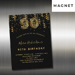 90th誕生日ブラック金ゴールドヒョウ印刷ラグジュアリー マグネット招待状<br><div class="desc">90モダン歳のスタイリッシュ誕生日パーティーのための魅力的で魅力的な磁気招待。黒い背景飾と紙吹雪。名前は手書文字のスタイルスモダンクリプト付き。カスタマイズしてパーティー詳細を追加する。90番は書トレンディーバルーンスタイルフォント、ヒョウ柄。</div>