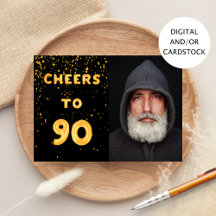 90th誕生日ブラック金ゴールド応援写真