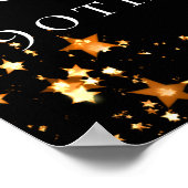 90th誕生日ブラック金ゴールド星写真ようこそ ポスター (角)