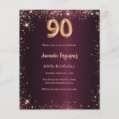 90th誕生日ブルゴーニュのローズゴールド招待 (正面)