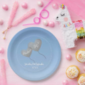 90th誕生日ブルースカイ&シルバーバルーン ペーパープレート (パーティー)