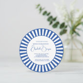 90TH誕生日ブルーストライプフローラ 招待状 (スタンド正面)