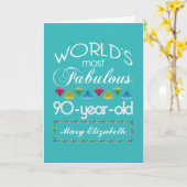 90th誕生日モストファブカラフルルジェムターコイズ カード (黄色い花)
