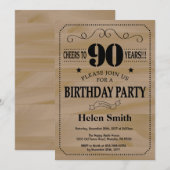 90th誕生日招待状ウ素朴ッド 招待状 (正面/裏面)