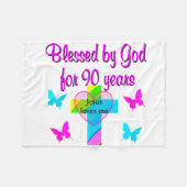 90TH誕生日祈りの言葉 フリースブランケット (正面(横))