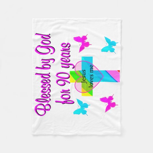 90TH誕生日祈りの言葉 フリースブランケット (正面)