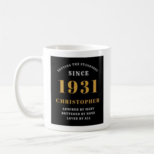90th誕生日規格1931ブラックネームを追加 コーヒーマグカップ (左)