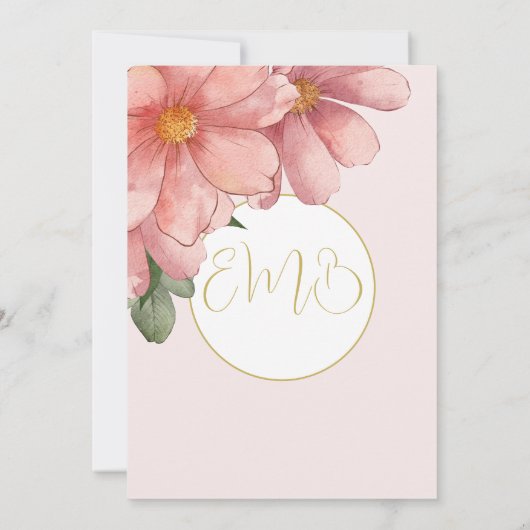 90TH誕生日金ゴールドピンクエレガントフローラ誕生日 招待状 (裏面)