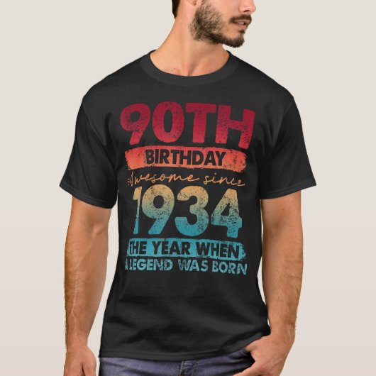 90th誕生日90歳のギフトヴィンテージ1934制限 tシャツ (正面)