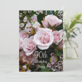 90th誕生祝い – ピンクローズ 招待状 (スタンド正面)