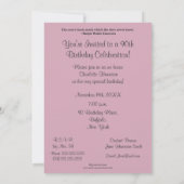 90th誕生祝い – ピンクローズ 招待状 (裏面)