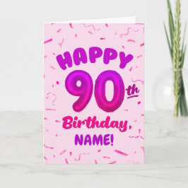 90th Balloon Number Custom Name Birthday Card カード