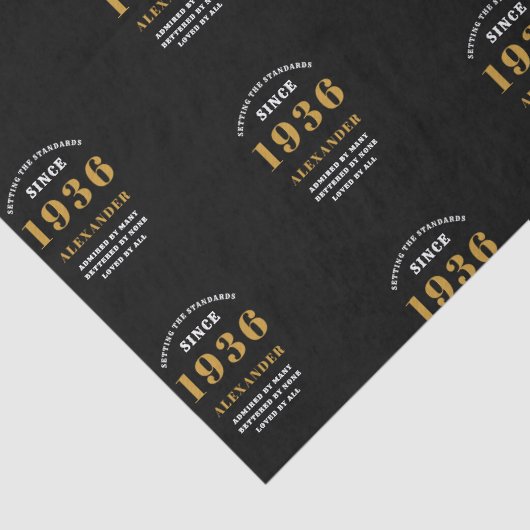 90th Birthday 1936 Black Gold Chic Elegant 薄葉紙 (詳細)