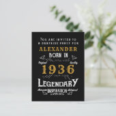 90th Birthday 1936 Black Gold Legend Invitation ポストカード (スタンド正面)