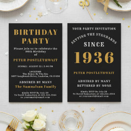 90th Birthday 1936 Black Gold Personalized For Him 招待状