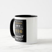 90th Birthday 1936 Legend Retro Black Personalized マグカップ (正面左)