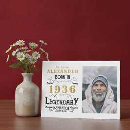 90th Birthday 1936 Legend White & Gold Photo 招待状