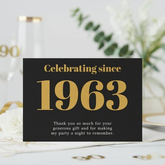 90th Birthday 1936 Retro Black And Gold サンキューカード
