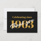 90th Birthday 1936 Retro Black And Gold サンキューカード (裏面)