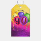 90th Birthday Balloon Confetti Party ギフトタグ (正面)
