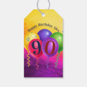 90th Birthday Balloon Confetti Party ギフトタグ (裏面)