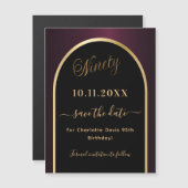 90th birthday black burgundy日付マグネットを保存 (正面/裏面)