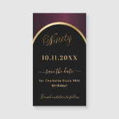 90th birthday black burgundy日付マグネットを保存 (正面)
