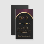 90th birthday black burgundy日付マグネットを保存 (正面/裏面)
