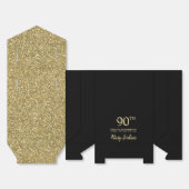 90th Birthday Black Gold Glitter Thank You フェイバーボックス (見開き)