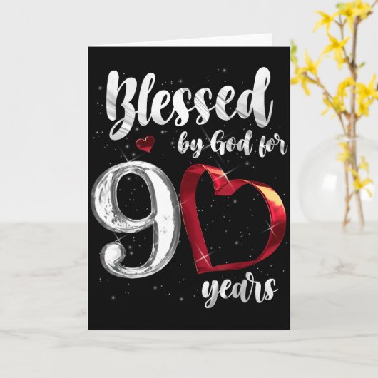 90th Birthday Blessed By God For 90 Years Birthday カード (黄色い花)
