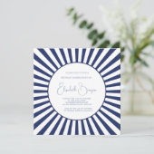 90TH Birthday Blue White Stripe Stylish 招待状 (スタンド正面)