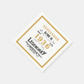 90th Birthday Born 1936 White Gold Legend スタンダードカクテルナプキン (角)