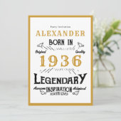 90th Birthday Born 1936 White Gold Legend 招待状 (スタンド正面)