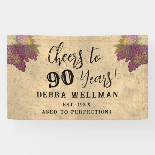 90th Birthday Cheers to 90 Years Elegant Birthday 横断幕 (横)