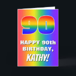 90th Birthday: Colorful, Fun Rainbow Pattern # 90 カード<br><div class="desc">The front of this cheerful and joyful birthday themed greeting card design features a large number “90” with a rainbow spectrum inspired gradient pattern, along with the message “HAPPY 90th BIRTHDAY, ”, and an editable name. The background on the front also has a vibrant multicolored rainbow spectrum gradient pattern. The...</div>