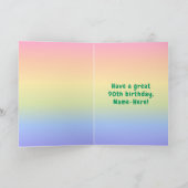 90th Birthday: Colorful Rainbow # 90, Custom Name カード (内部)