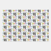 90th Birthday Colorful Typography Wrapping Paper ラッピングペーパーシート (正面3)