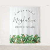 90th Birthday December Birth Flower Backdrop タペストリー (正面)
