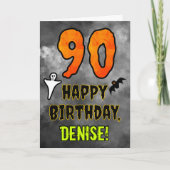 90th Birthday: Eerie Halloween Theme + Custom Name カード (正面)