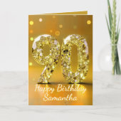 90th Birthday Elegant Gold Diamond Sparkle Luxury カード (正面)