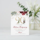 90th birthday Elegant Milestone invitation 出欠カード (スタンド正面)