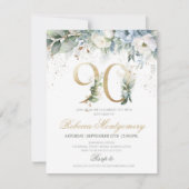 90th birthday Elegant Milestone invitation 出欠カード (正面)